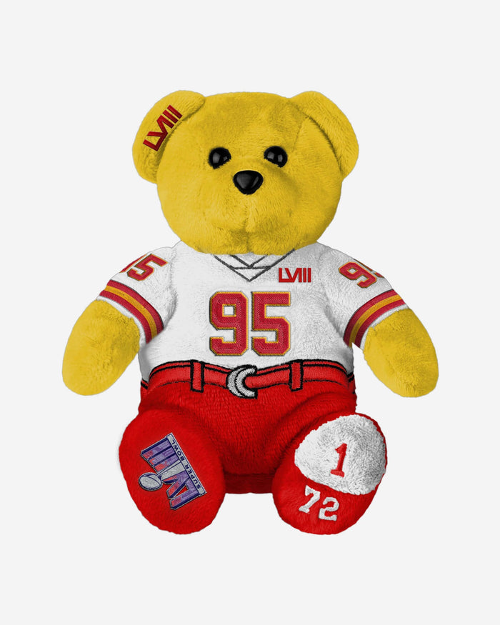 Chris Jones Kansas City Chiefs Super Bowl LVIII White Uniform Team Beans Embroidered Player Bear FOCO - FOCO.com