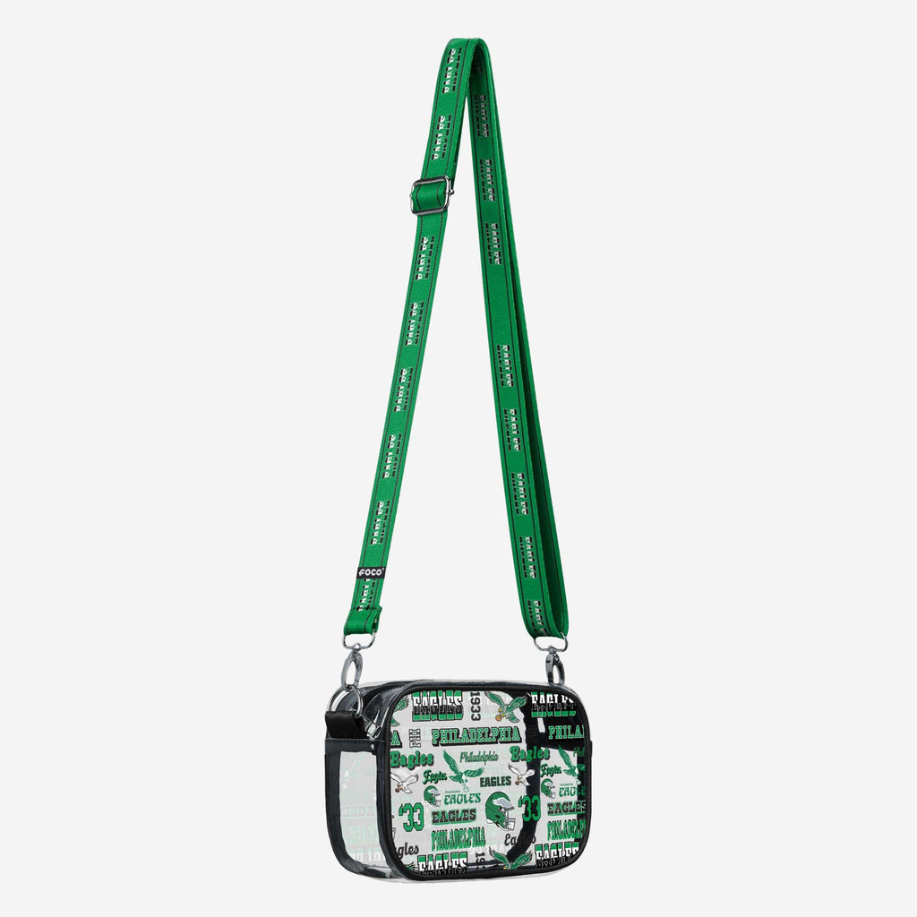 Philadelphia Eagles Repeat Retro Print Clear Crossbody Bag FOCO