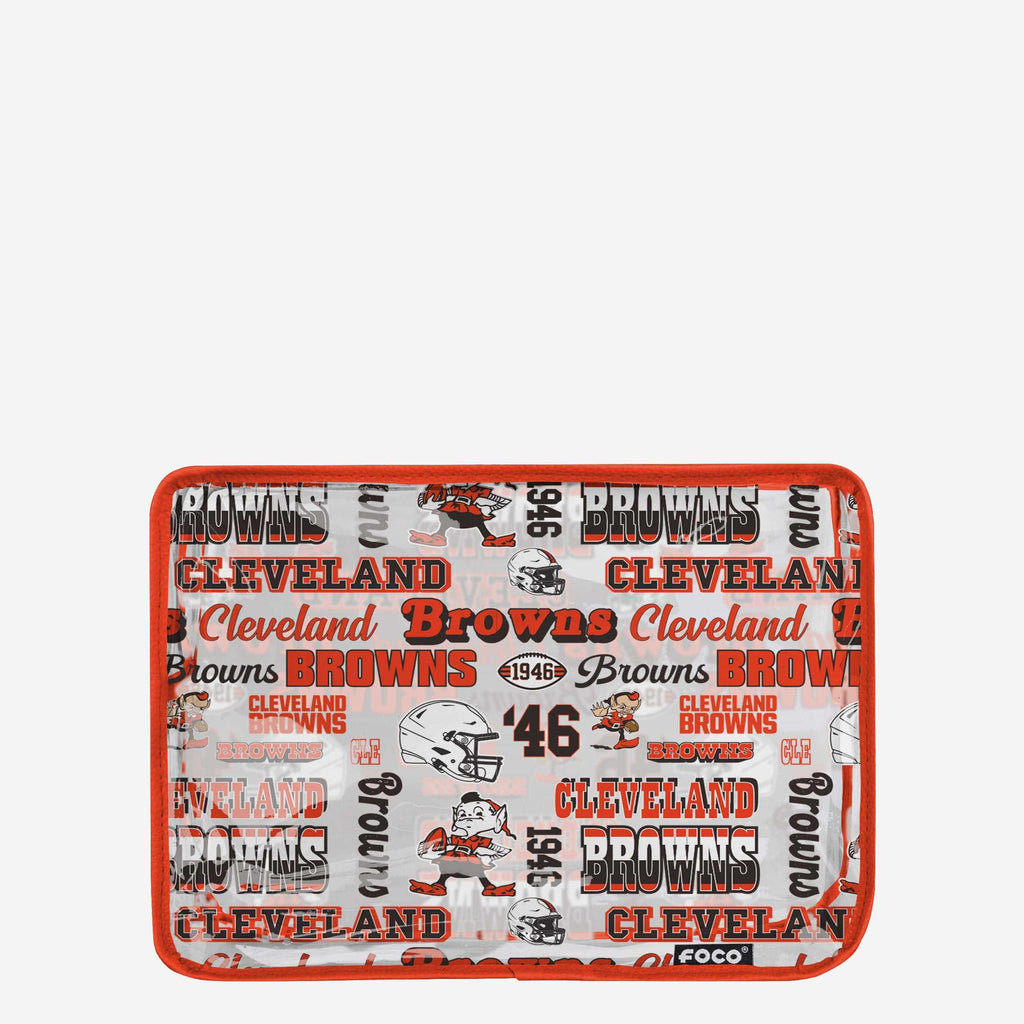 Cleveland Browns Repeat Retro Print Clear Cosmetic Bag FOCO - FOCO.com