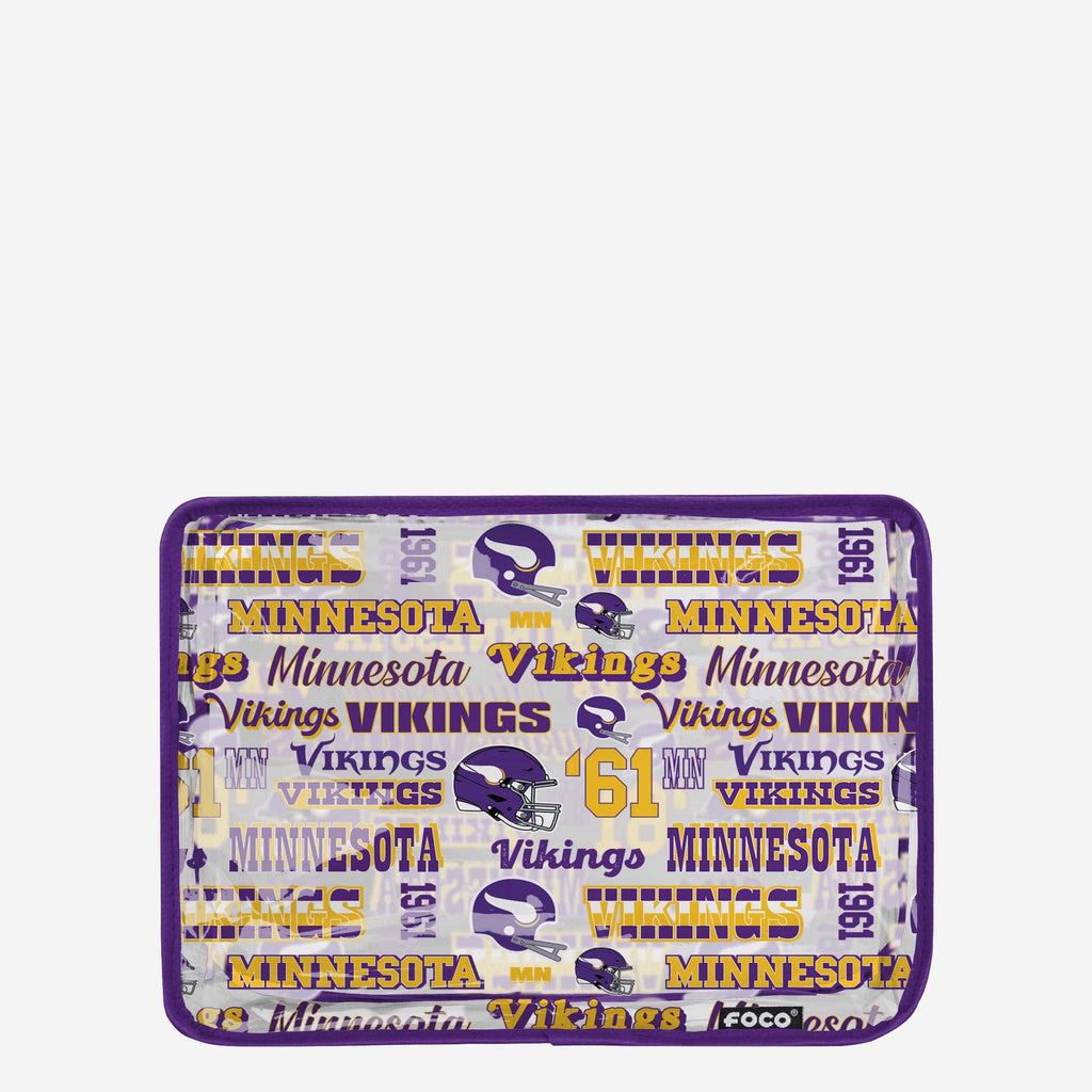 FOCO Minnesota Vikings Repeat Retro Print Clear Cosmetic Bag Transparent 4