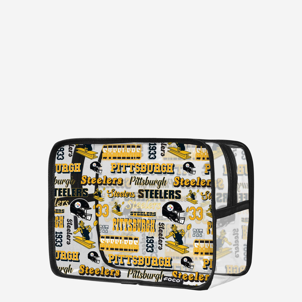 FOCO Pittsburgh Steelers Repeat Retro Print Clear Cosmetic Bag Clear 2