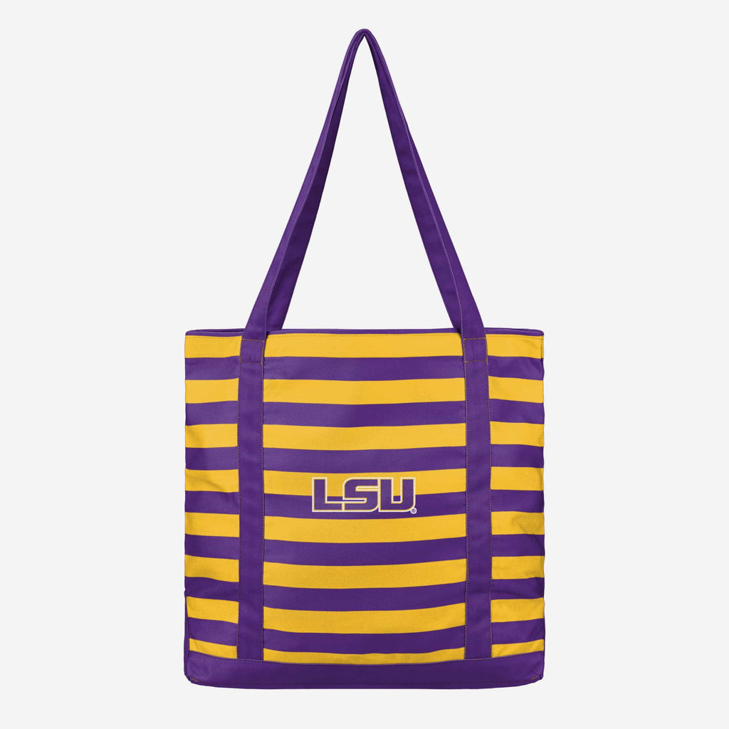 FOCO LSU Tigers Team Stripe Canvas Tote Bag 2