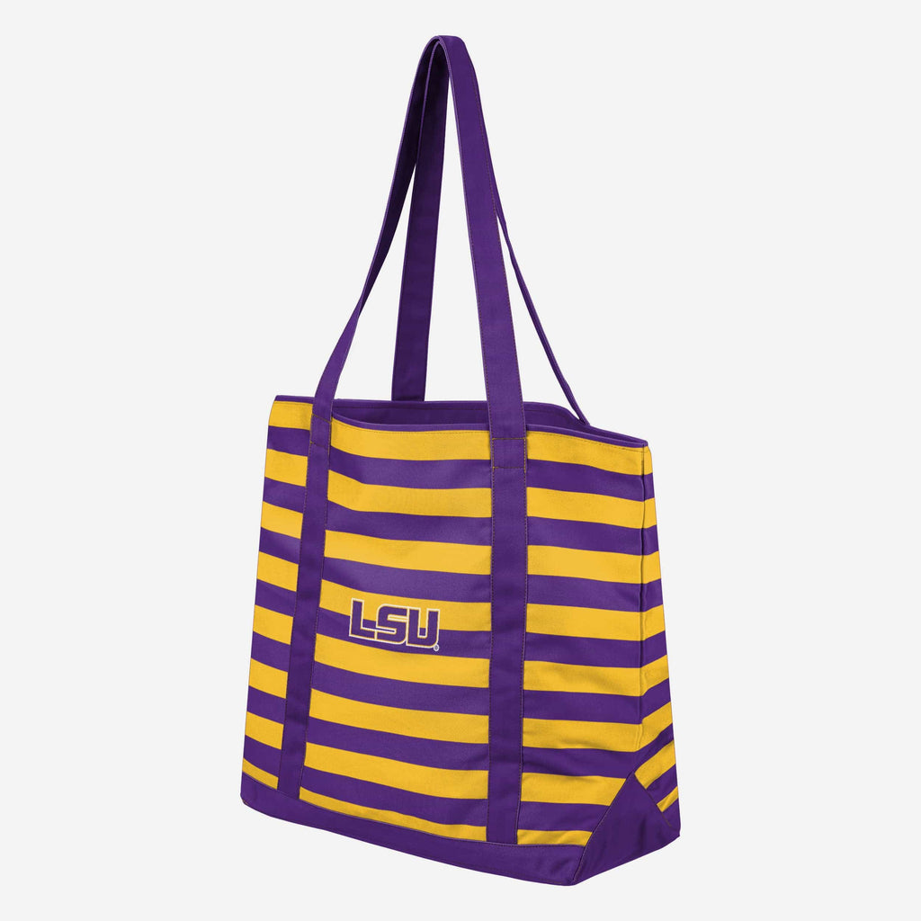 FOCO LSU Tigers Team Stripe Canvas Tote Bag 3