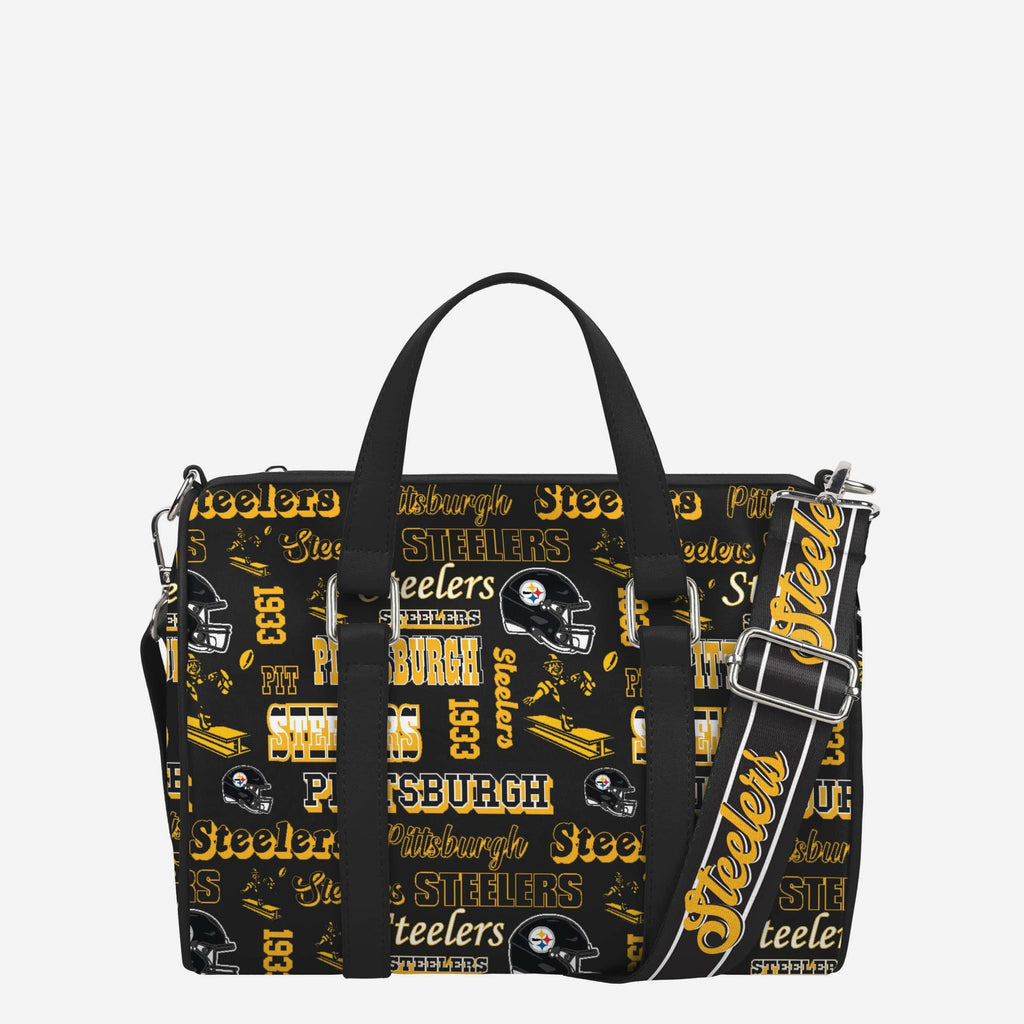 FOCO Pittsburgh Steelers Repeat Retro Print Nylon Barrel Bag Black/Medium 2