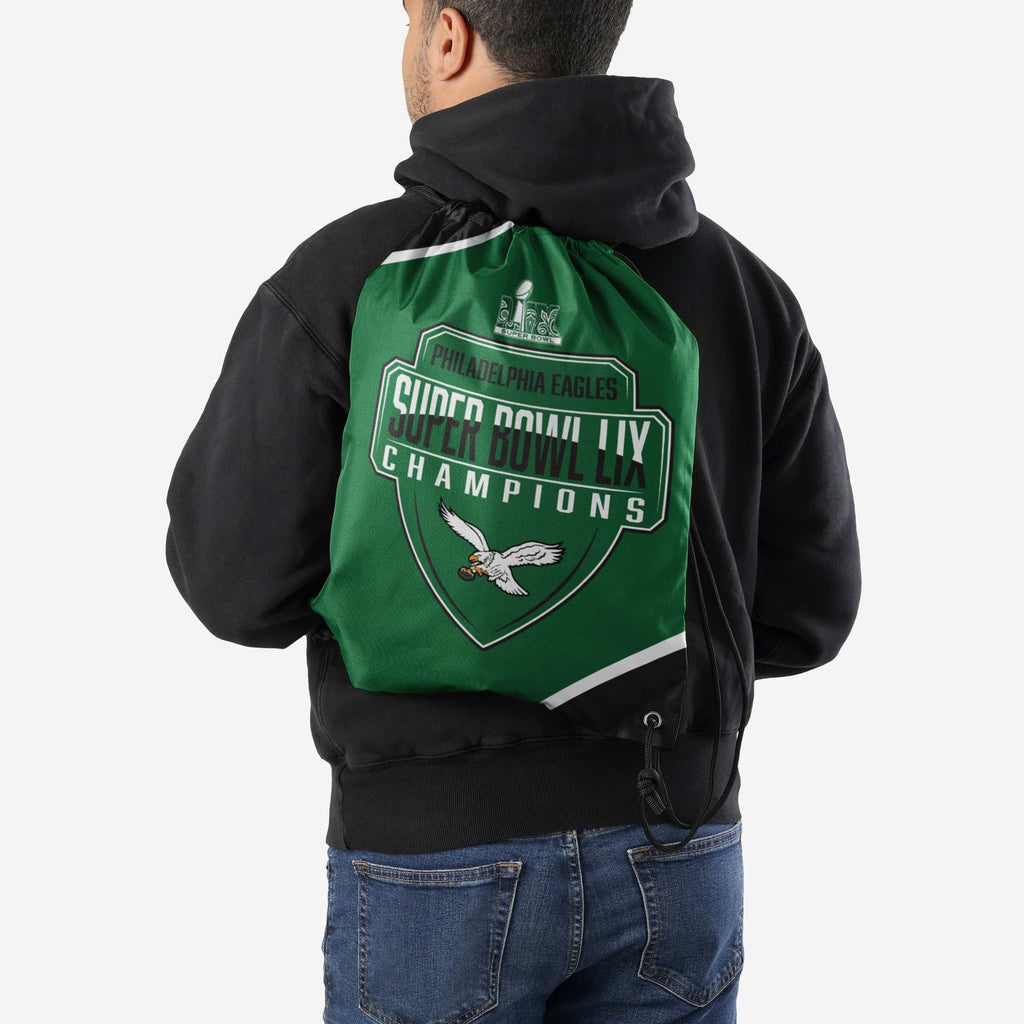 Philadelphia Eagles Super Bowl LIX Champions Kelly Green Drawstring Ba FOCO