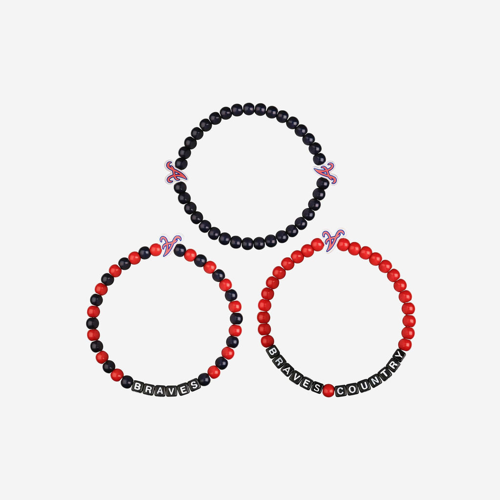FOCO Atlanta Braves 3 Pack Beaded Bracelet Men 4