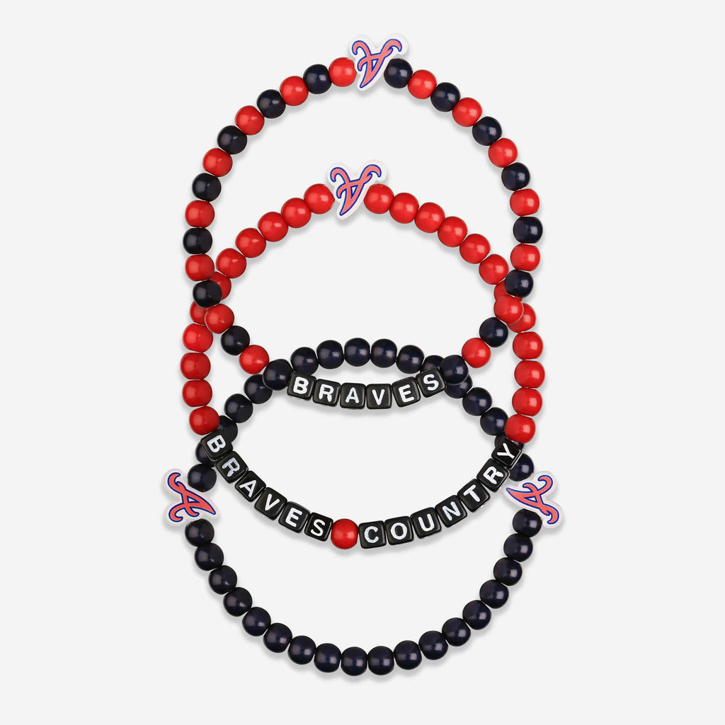 FOCO Atlanta Braves 3 Pack Beaded Bracelet Men 2