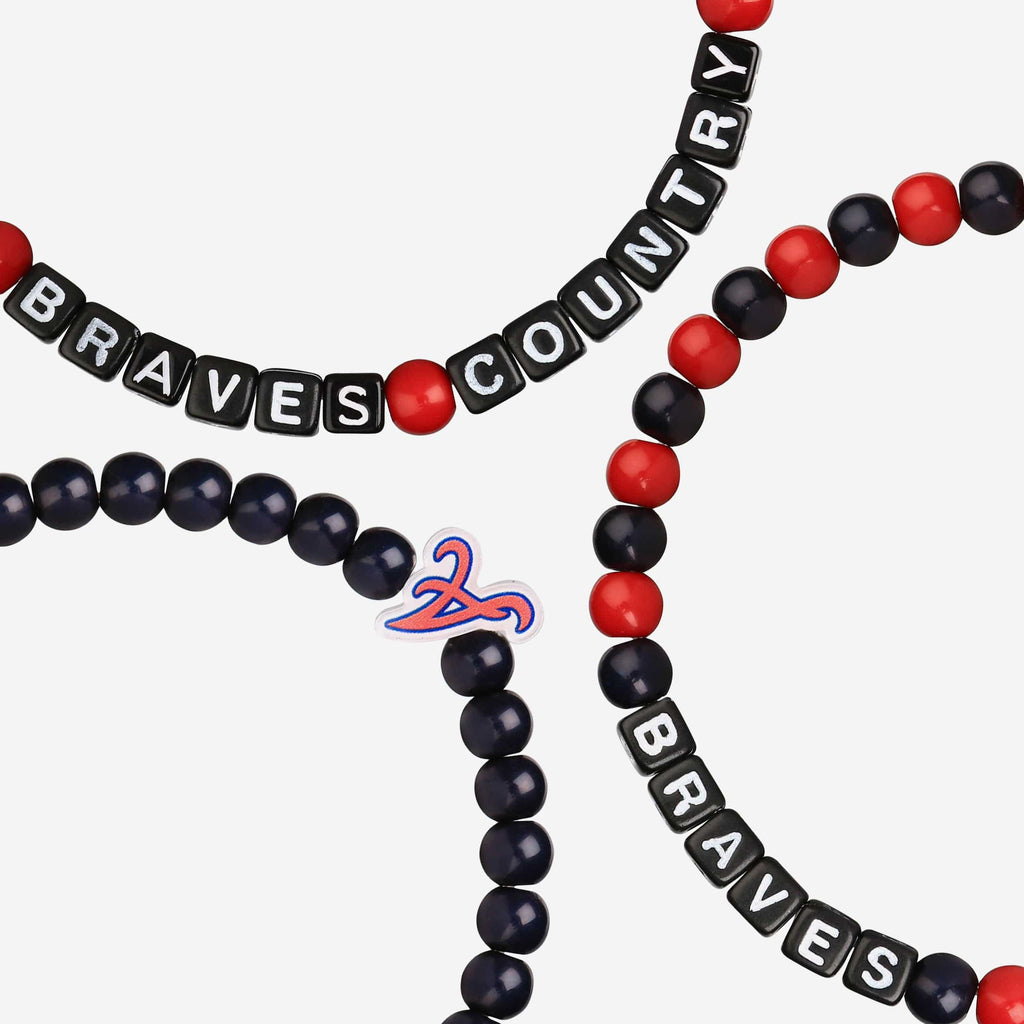 FOCO Atlanta Braves 3 Pack Beaded Bracelet Men 3