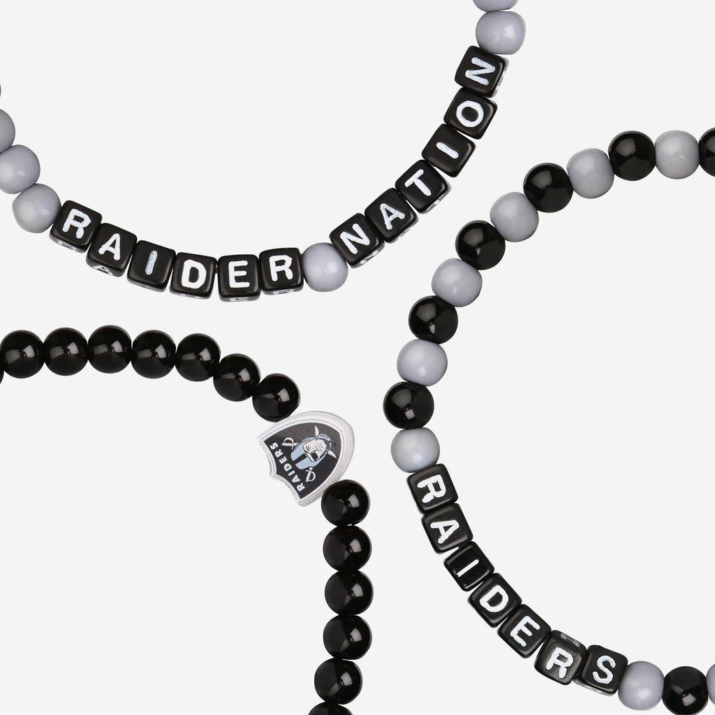 Las Vegas Raiders 3 Pack Beaded Friendship Bracelet FOCO