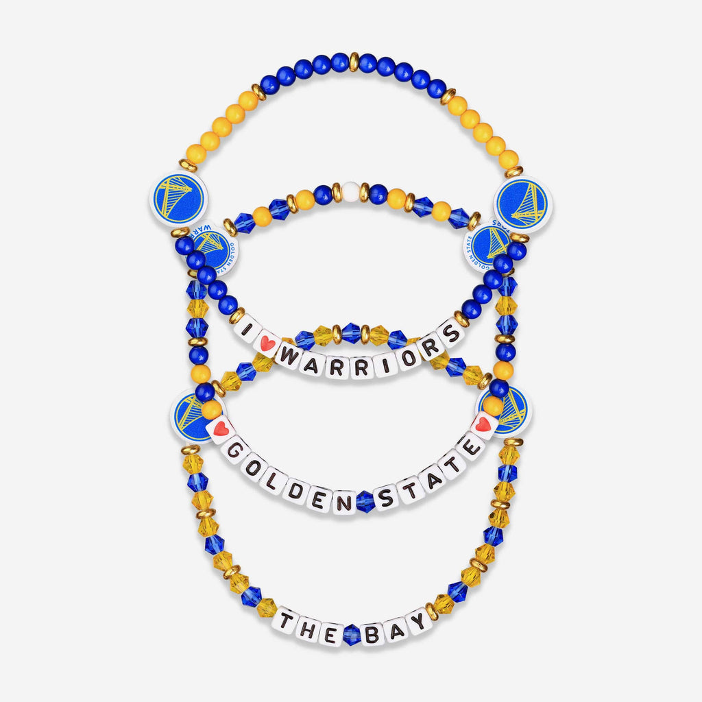 FOCO Golden State Warriors 3 Pack Friendship Bracelet Blue 2