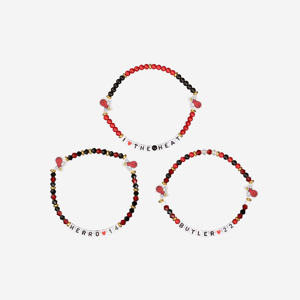FOCO Miami Heat Player Friendship Bracelet 3 Pack Multicolor Unisex 4