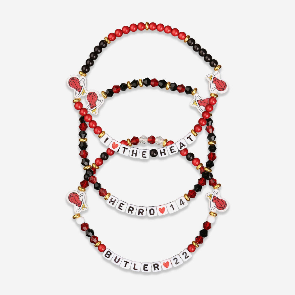 FOCO Miami Heat Player Friendship Bracelet 3 Pack Multicolor Unisex 2
