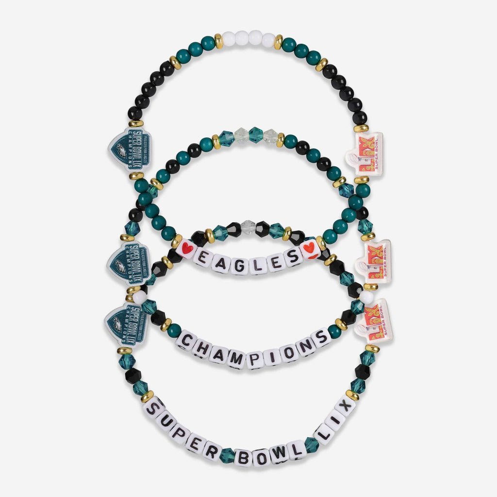Philadelphia Eagles Super Bowl LIX Champions 3 Pack Friendship Bracele FOCO