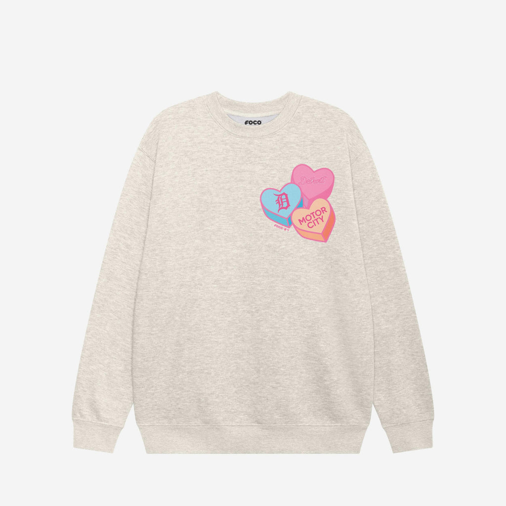 FOCO Detroit Tigers Candy Heart Crew Neck Sweatshirt Athletic Heather 3XL 2