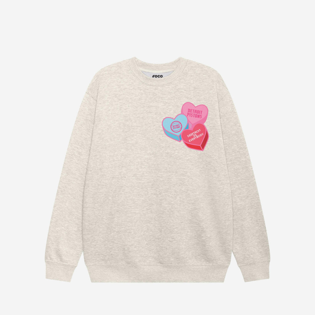FOCO Detroit Pistons Candy Heart Crew Neck Sweatshirt Athletic Heather S 2