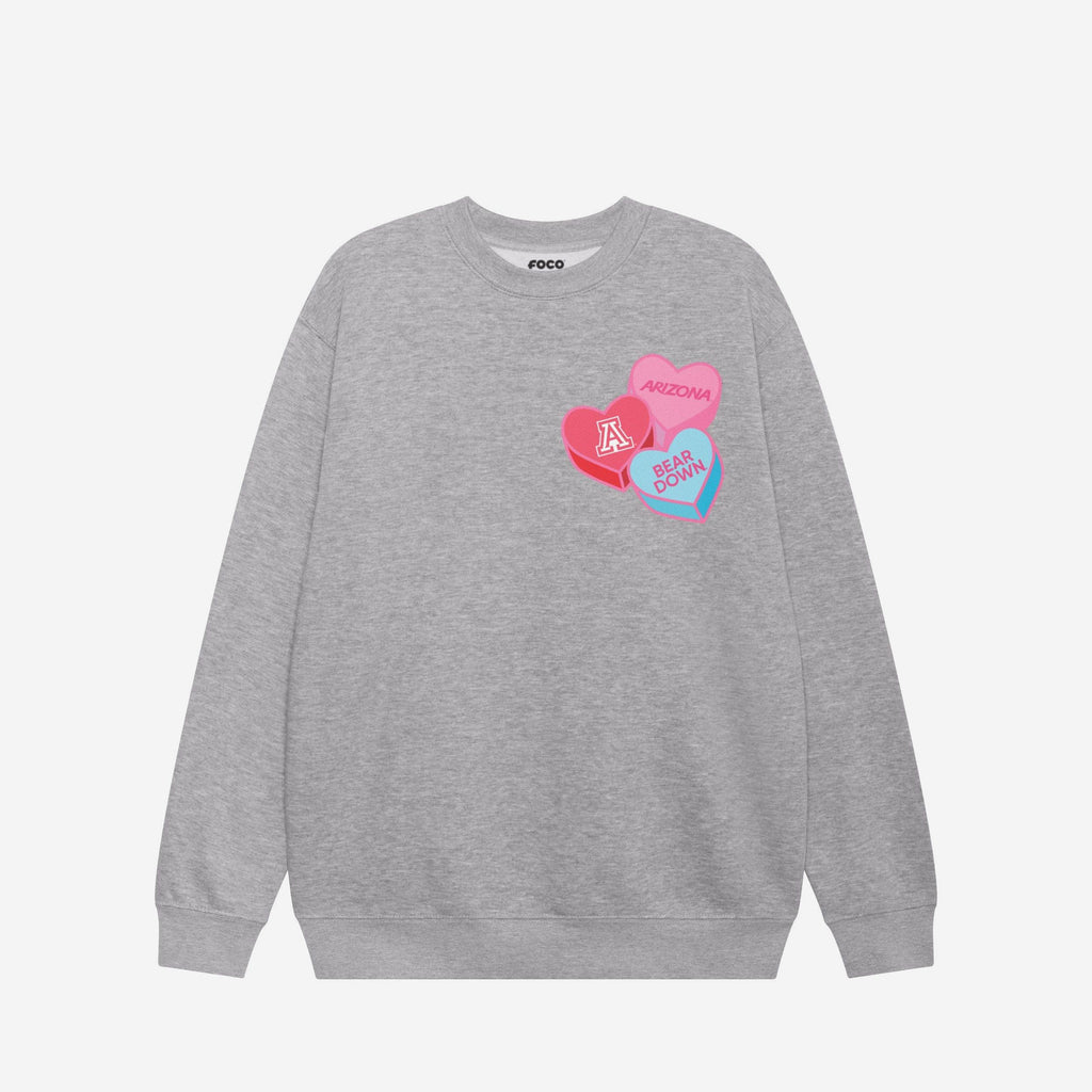 FOCO Arizona Wildcats Candy Heart Crew Neck Sweatshirt Oatmeal Heather M 4