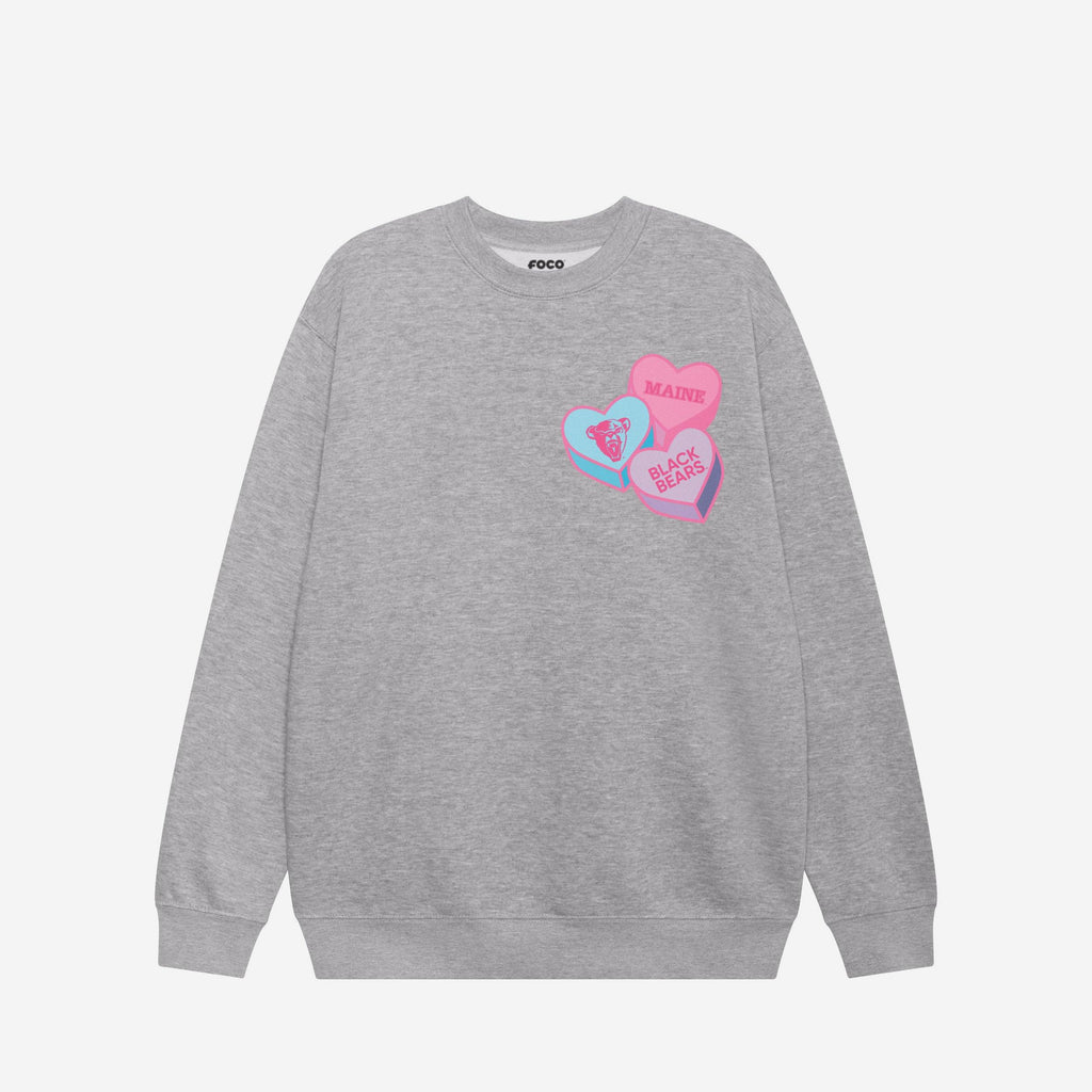 FOCO Maine Black Bears Candy Heart Crew Neck Sweatshirt Athletic Heather L Unisex 4