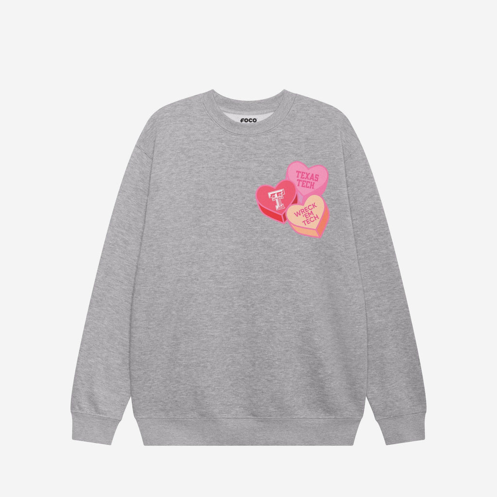 FOCO Texas Tech Red Raiders Candy Heart Crew Neck Sweatshirt Oatmeal Heather XL 4