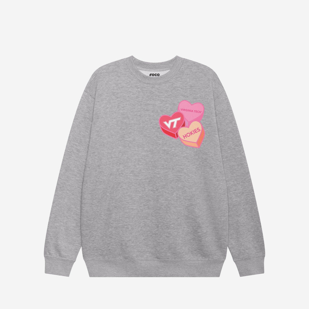 FOCO Virginia Tech Hokies Candy Heart Crew Neck Sweatshirt Oatmeal Heather 2XL 4