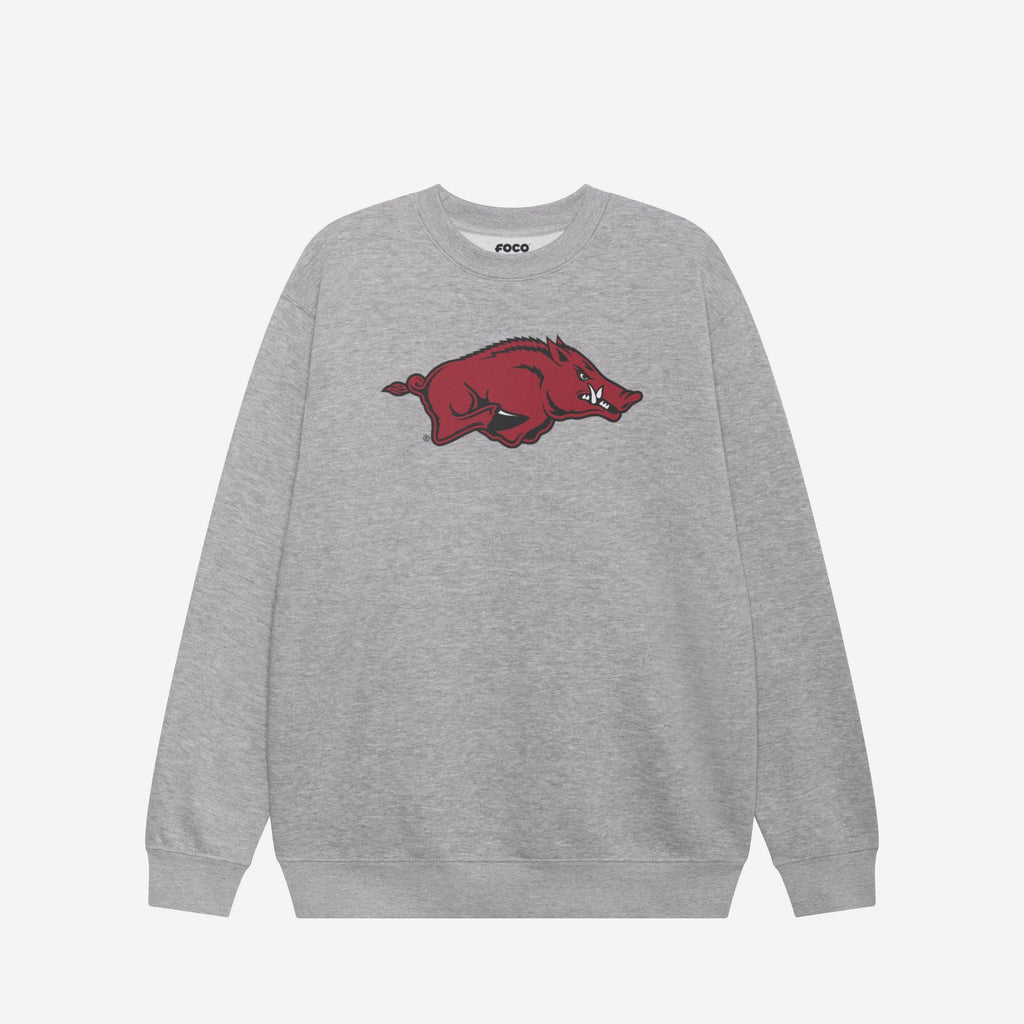 FOCO Arkansas Razorbacks Primary Logo Crew Neck Sweatshirt Athletic Heather L 2
