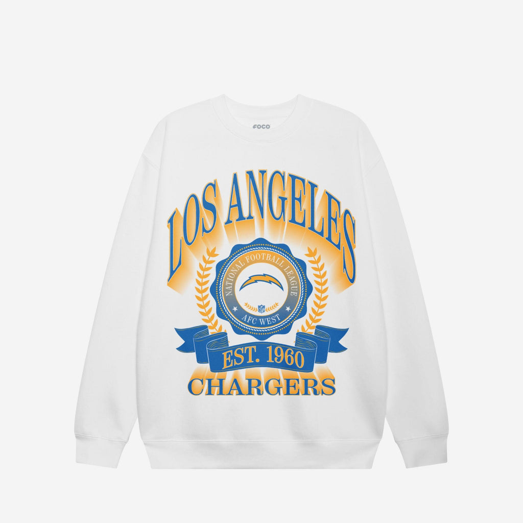 FOCO Los Angeles Chargers Banner Crest Crew Neck Sweatshirt White 2XL 4