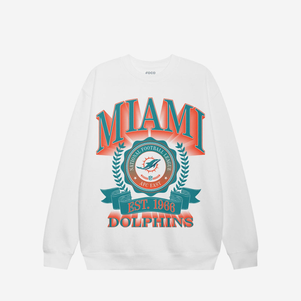 FOCO Miami Dolphins Banner Crest Crew Neck Sweatshirt White / XL 4