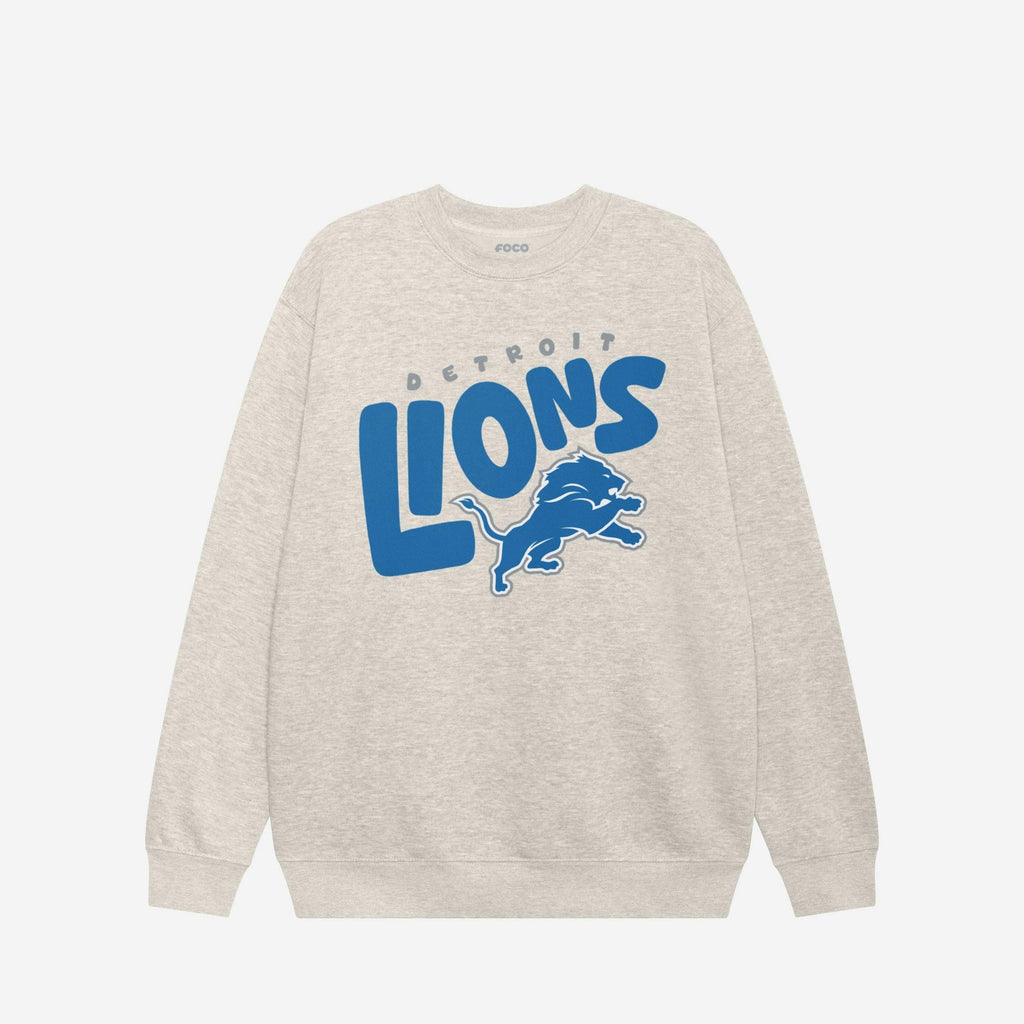 FOCO Detroit Lions Bubble Crew Neck Sweatshirt Blue Men Size L 2