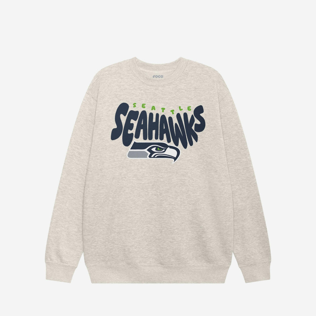FOCO Seattle Seahawks Bubble Crew Neck Sweatshirt Blue 2XL 2