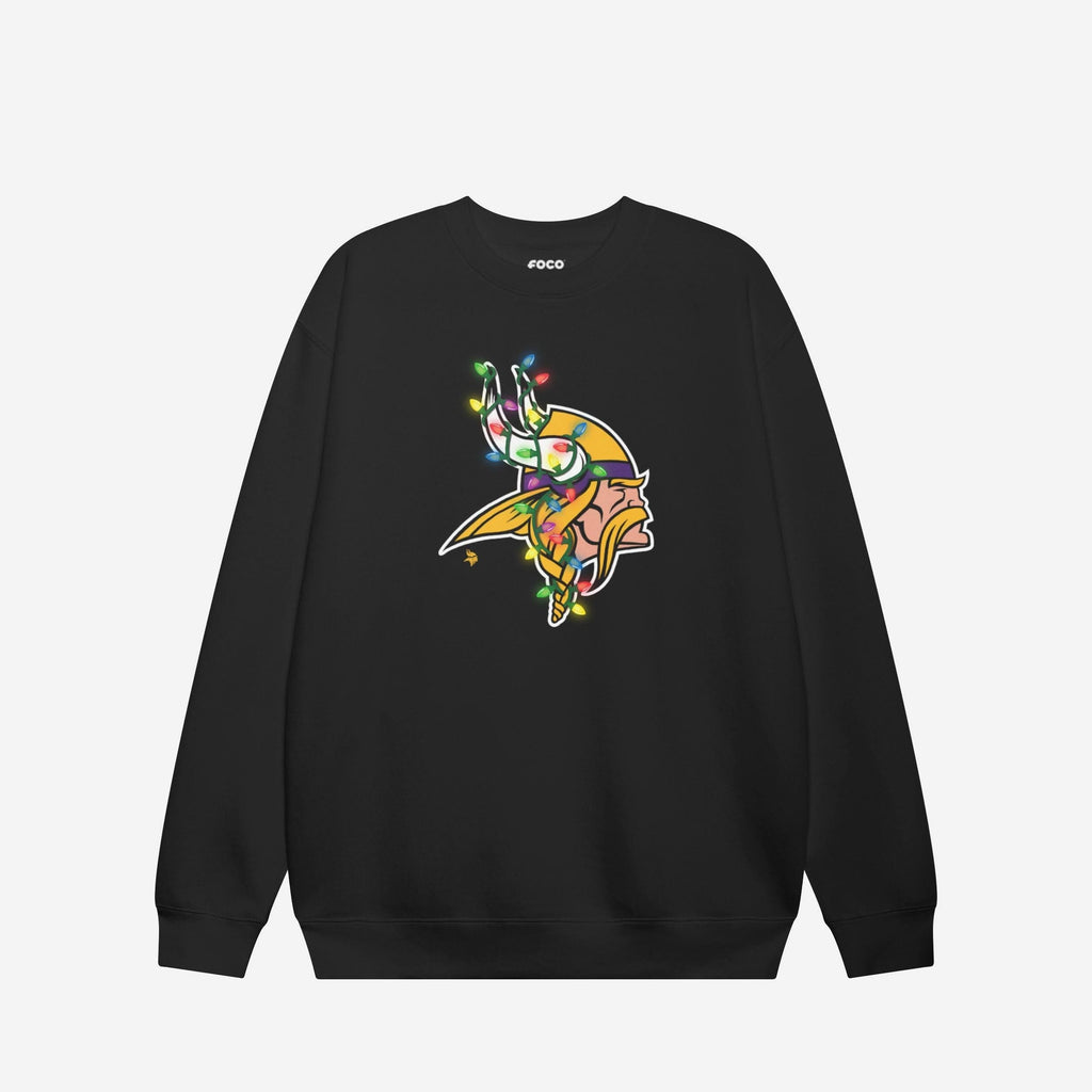 FOCO Minnesota Vikings Primary Logo Holiday Lights Sweatshirt Unisex Grün L 2