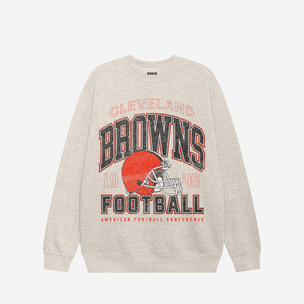 FOCO Cleveland Browns Varsity Crew Neck Sweatshirt Brown 2XL 2