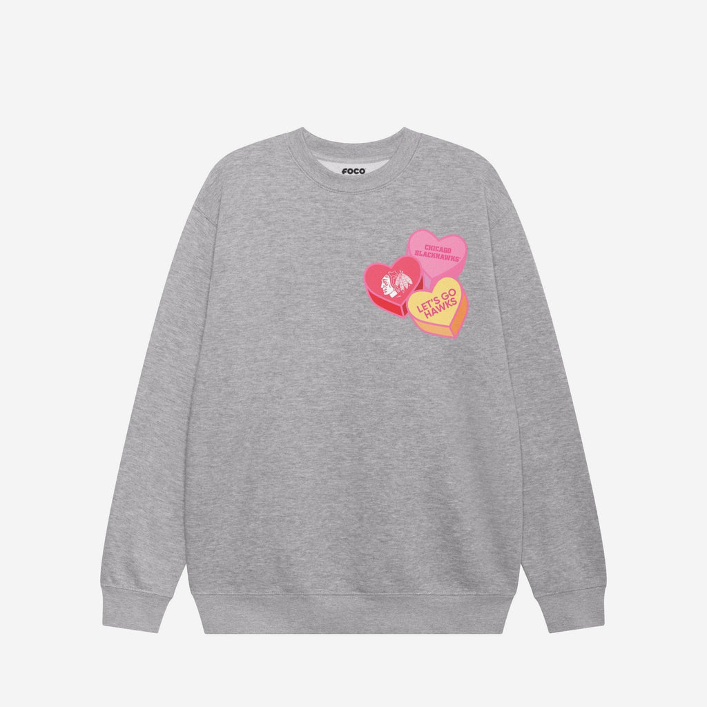 FOCO Chicago Blackhawks Candy Heart Crew Neck Sweatshirt Mélange Avoine S 4