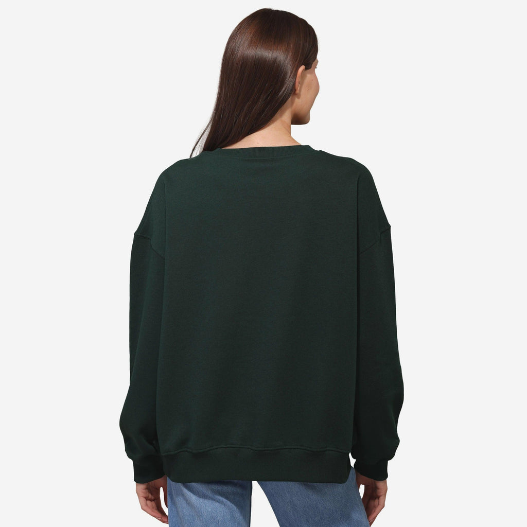 FOCO Green Bay Packers Femme Rhinestone Logo Oversized Crew Neck Sweatshirt - S 4