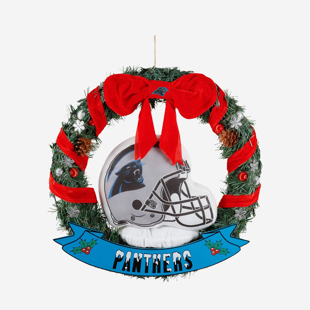 FOCO Carolina Panthers Holiday Helmet Door Wreath 2