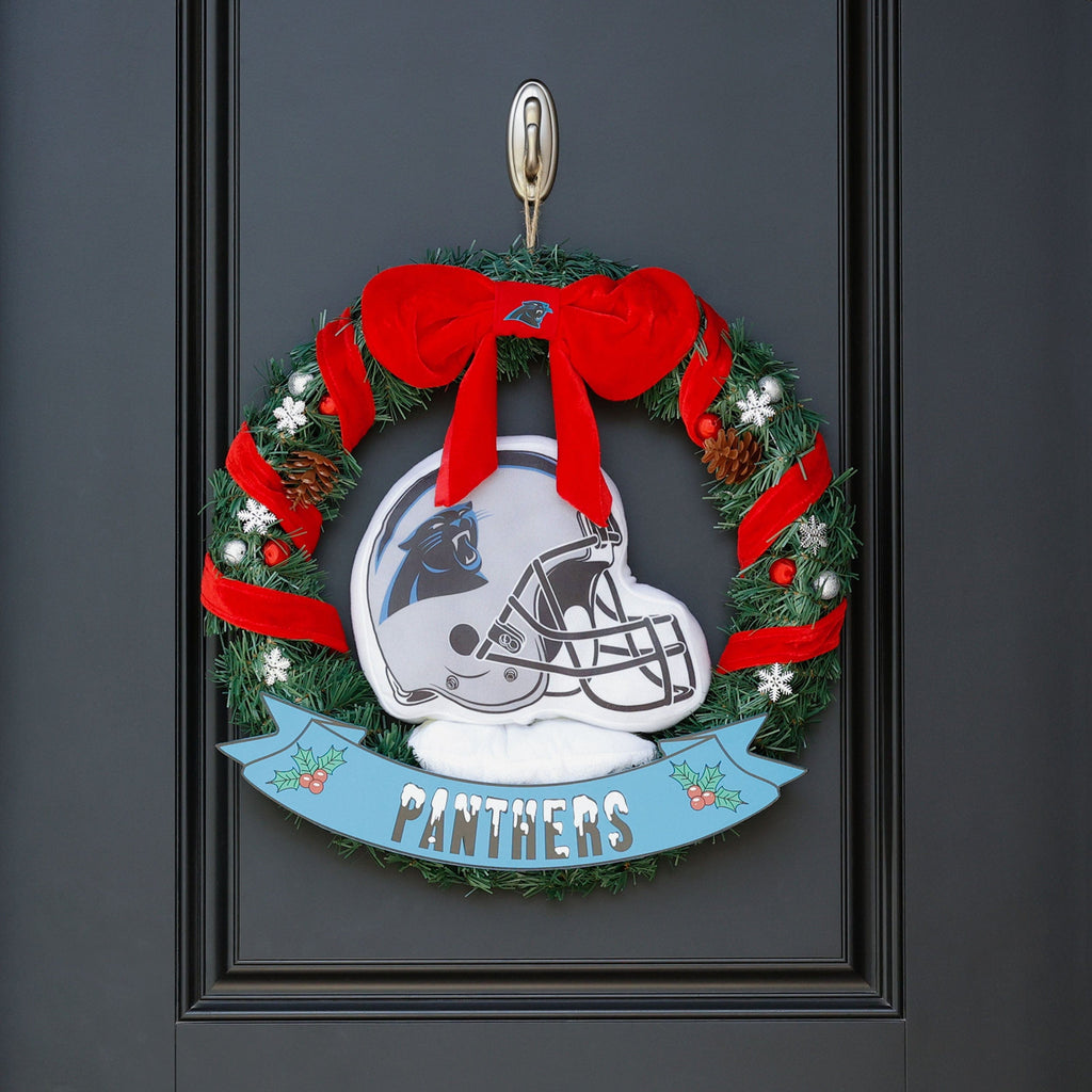 FOCO Carolina Panthers Holiday Helmet Door Wreath 3