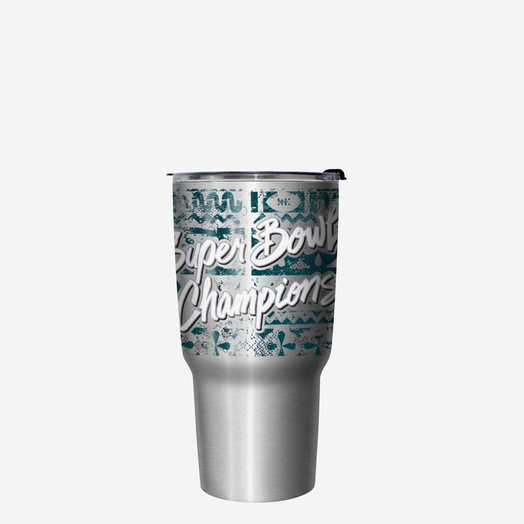 Philadelphia Eagles Super Bowl LIX Champions Stencil Silver 27 oz Stai FOCO