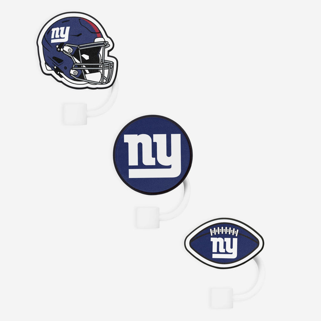 giants helmet icon New York Giants 3 Pack Primary Logo Straw Toppers FOCO