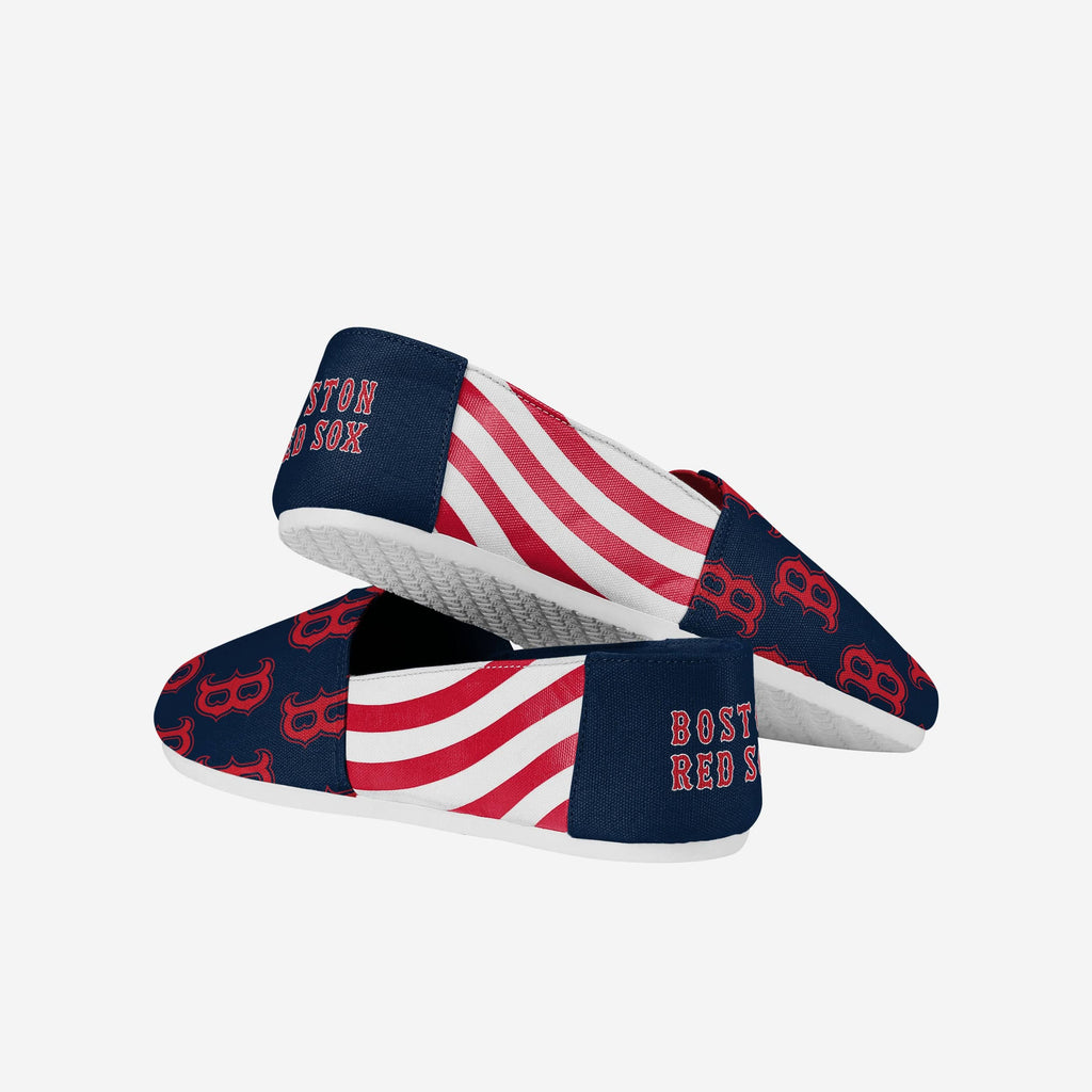FOCO Boston Red Sox Stripe Canvas Shoe Red Women S 4