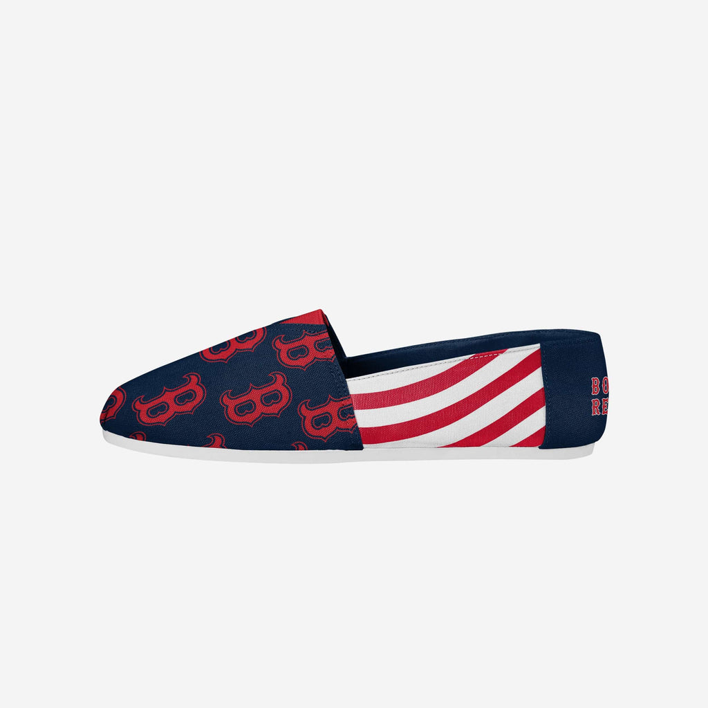 FOCO Boston Red Sox Stripe Canvas Shoe Red Women S 2