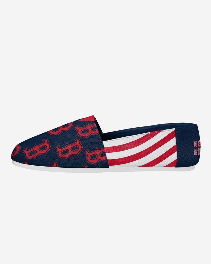 Boston Red Sox Womens Stripe Canvas Shoe FOCO 6 - FOCO.com