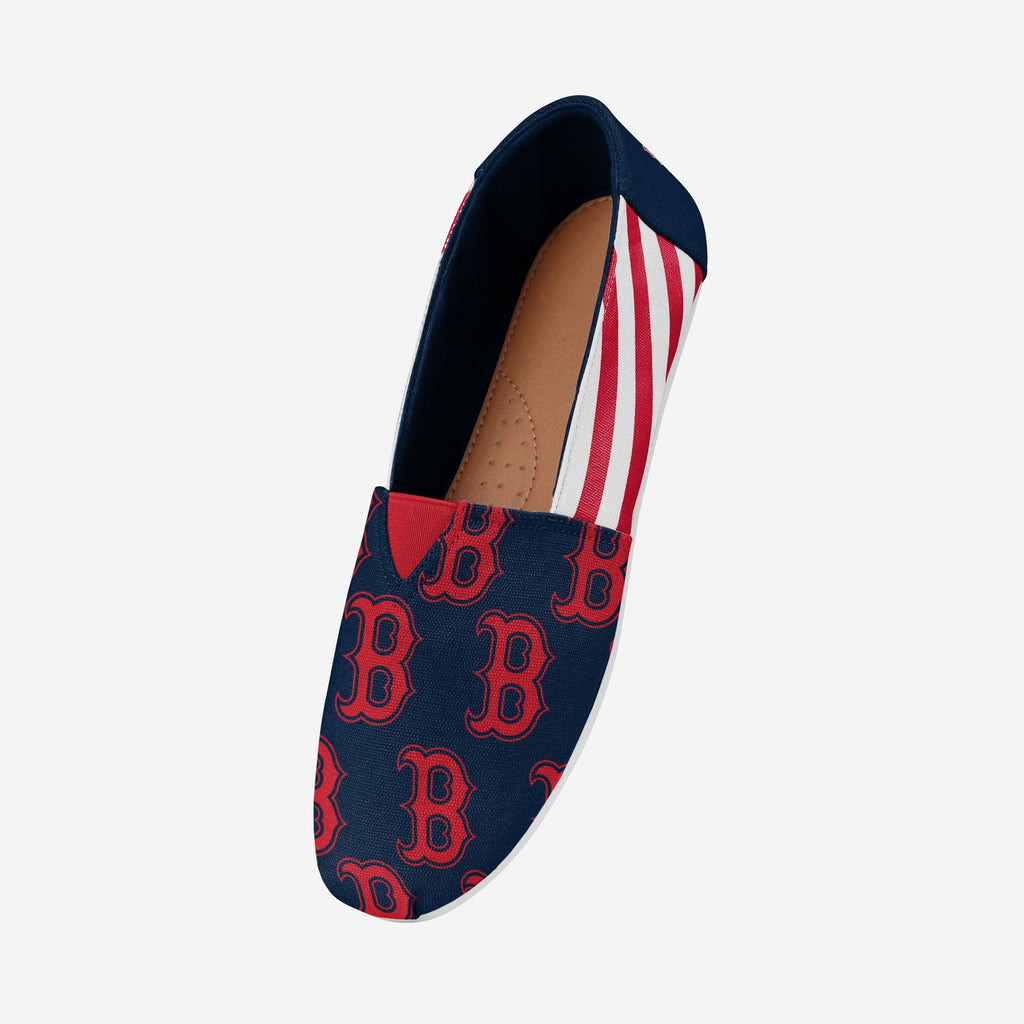 FOCO Boston Red Sox Stripe Canvas Shoe Red Women S 3