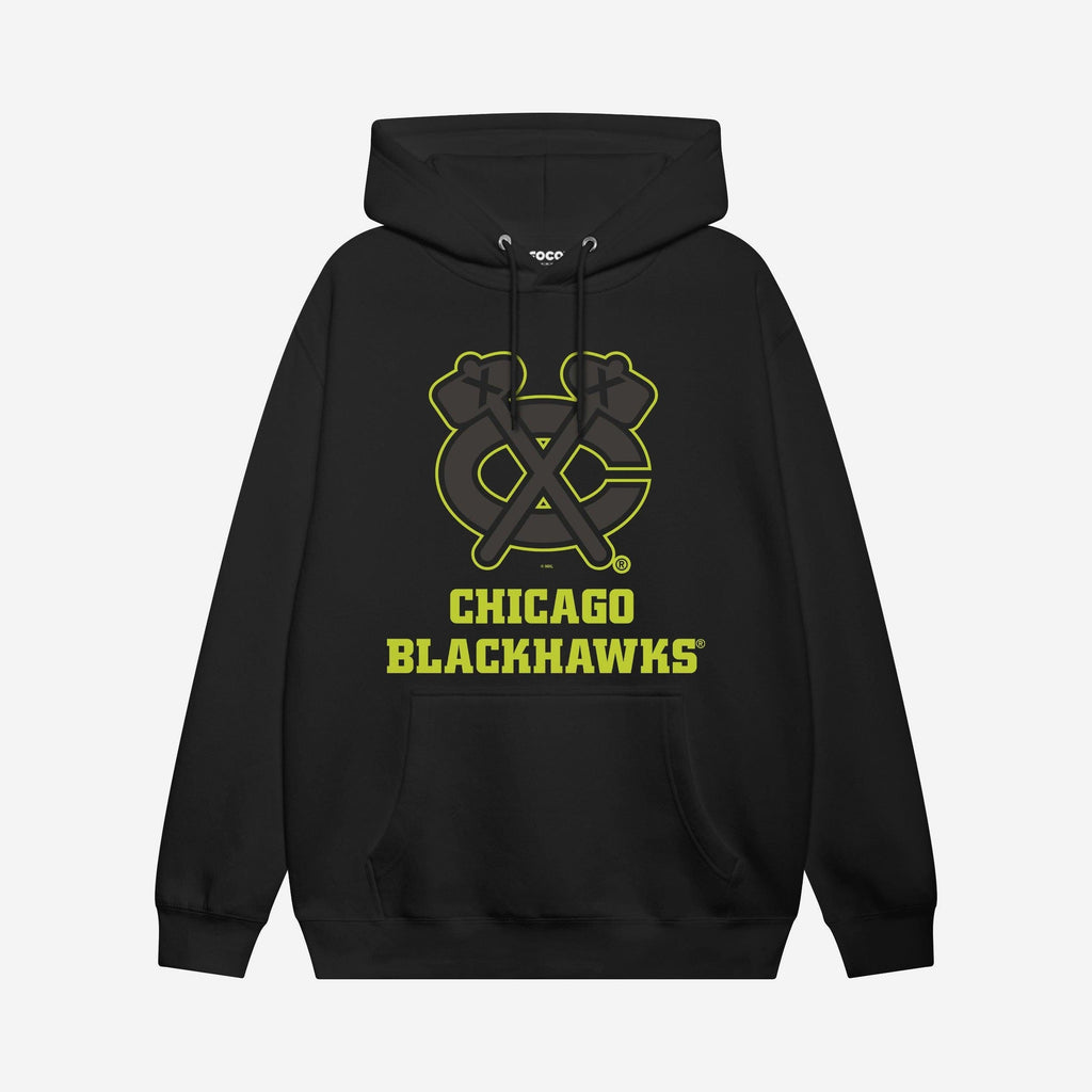 FOCO Chicago Blackhawks Highlight Reel Hoodie Black/Volt XL Men 4