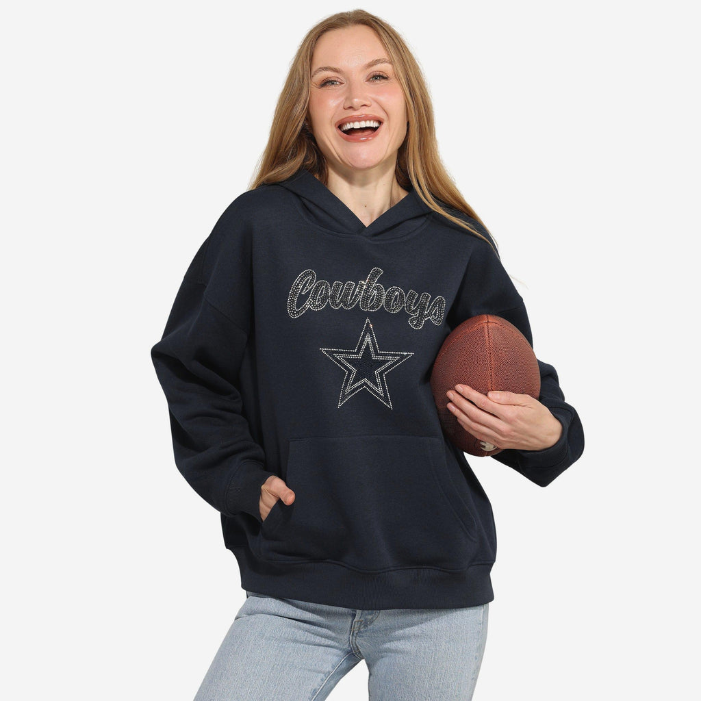 FOCO Dallas Cowboys Rhinestone Logo Hoodie Navy M 2