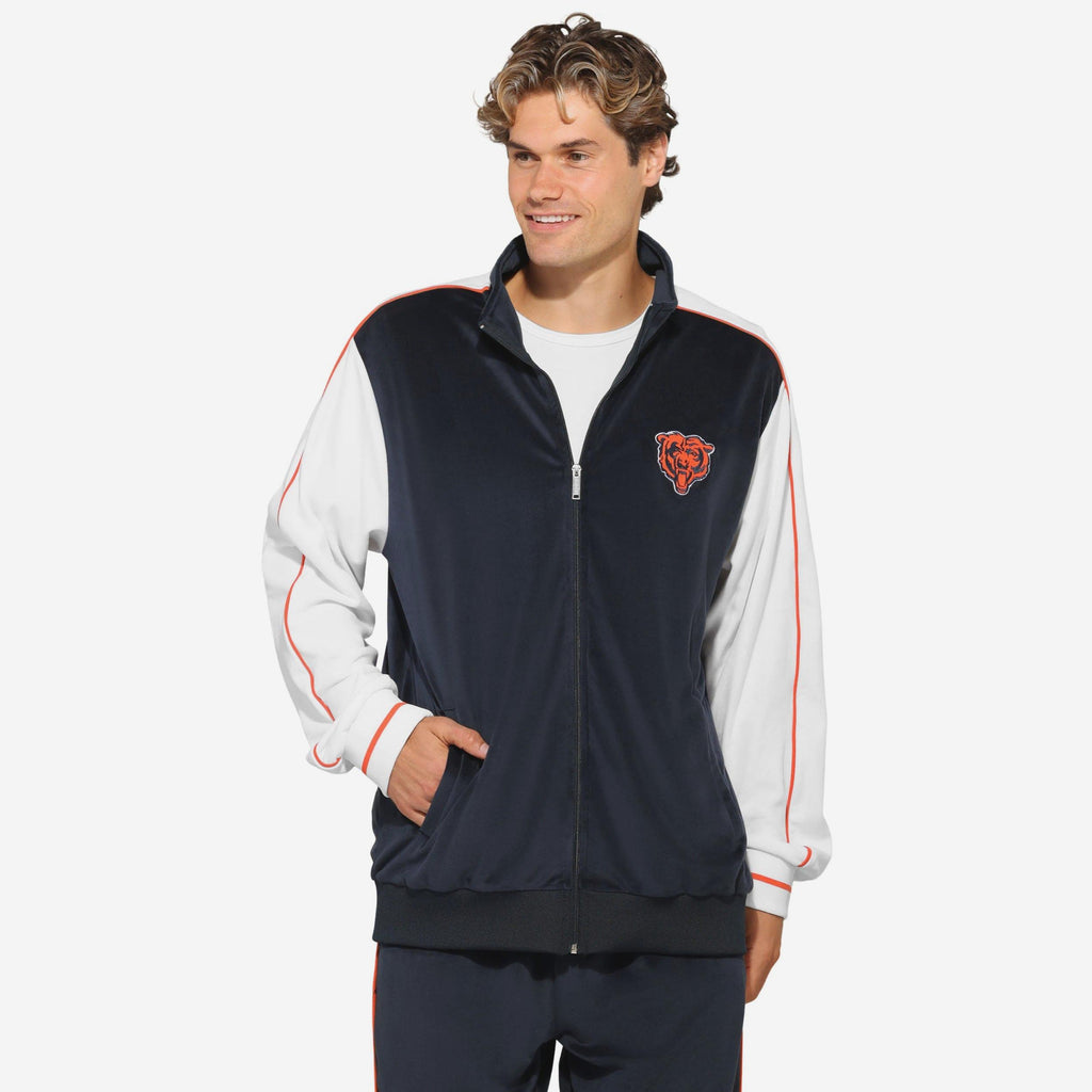 FOCO Chicago Bears Two Tone Velour Zip Up Top Blue Large Men 2
