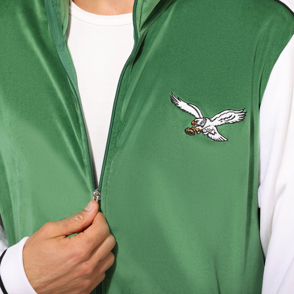 FOCO Philadelphia Eagles Velour Zip Up Top Kelly Green XL 4