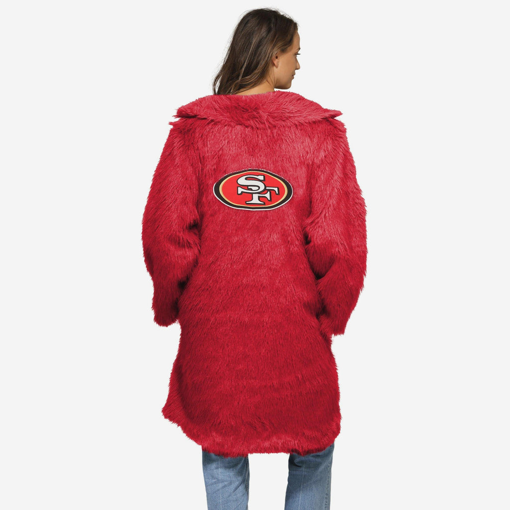 FOCO San Francisco 49ers Faux Fur Long Jacket Red Unisex M/L 2