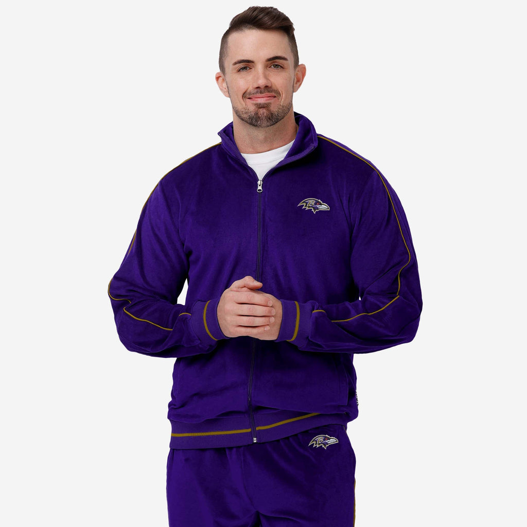 FOCO Baltimore Ravens Velour Zip Up Top Men Size L 2
