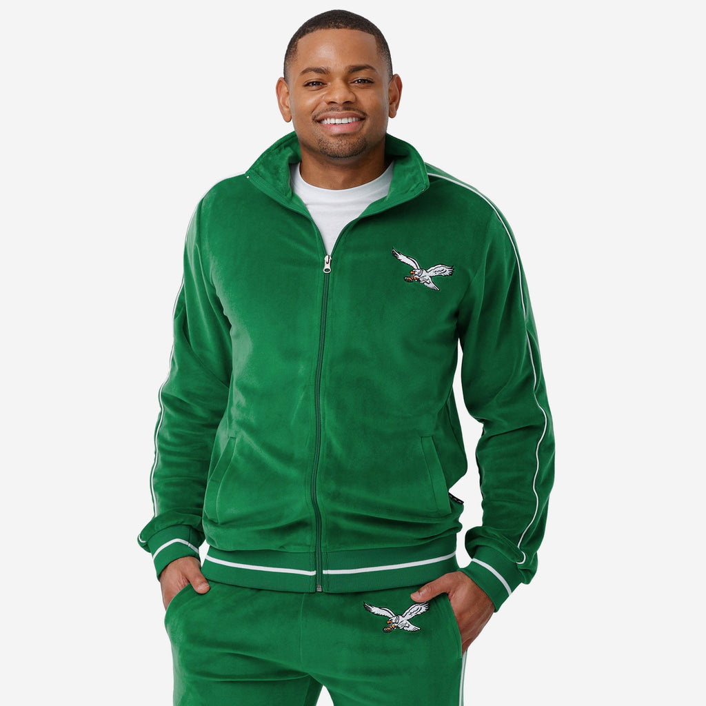 Philadelphia Eagles Kelly Green Velour Zip Up Top FOCO