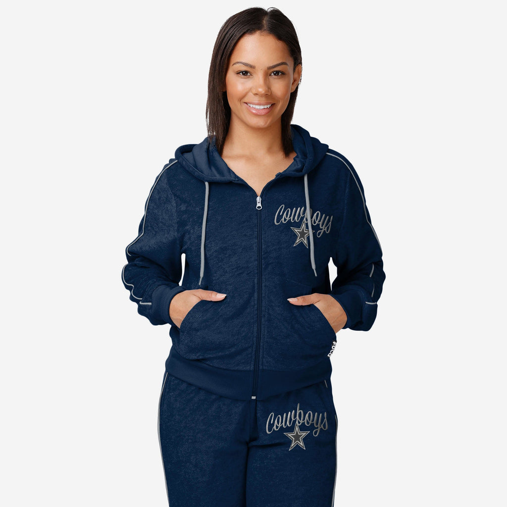 FOCO Dallas Cowboys Terry Knit Zip Up Top Blue M 2