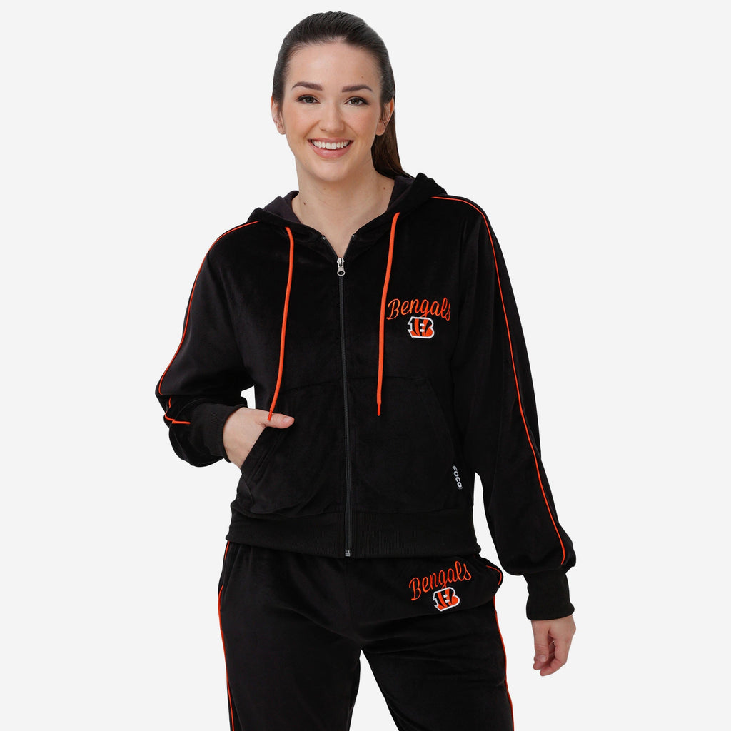 FOCO Cincinnati Bengals Velour Zip Up Top Black XL 2