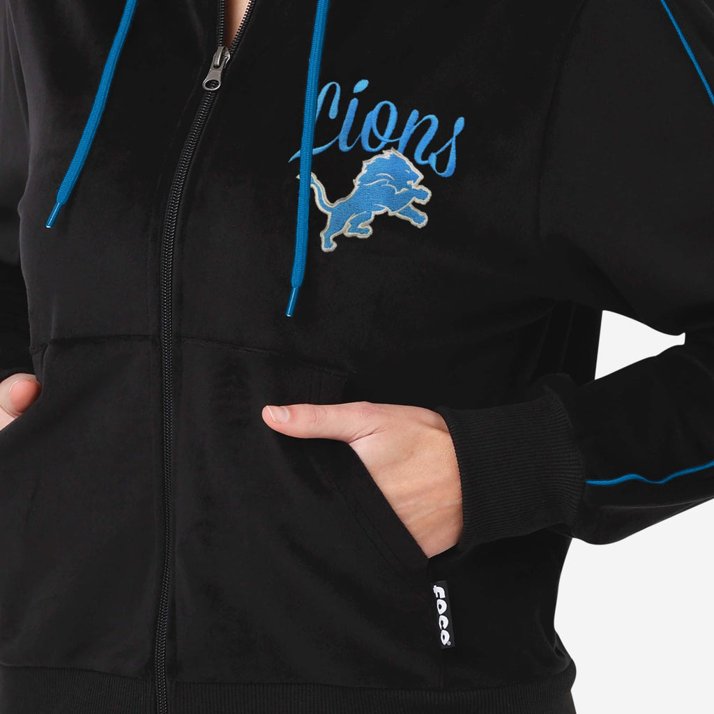 FOCO Detroit Lions Velour Zip Up Top Blue M 4